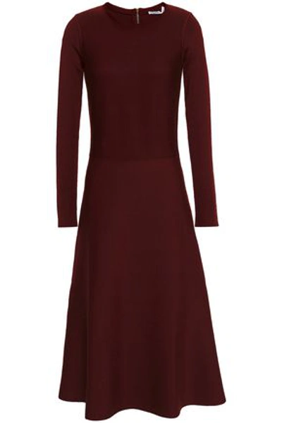 Agnona Fluted Wool-blend Dress In Burgundy