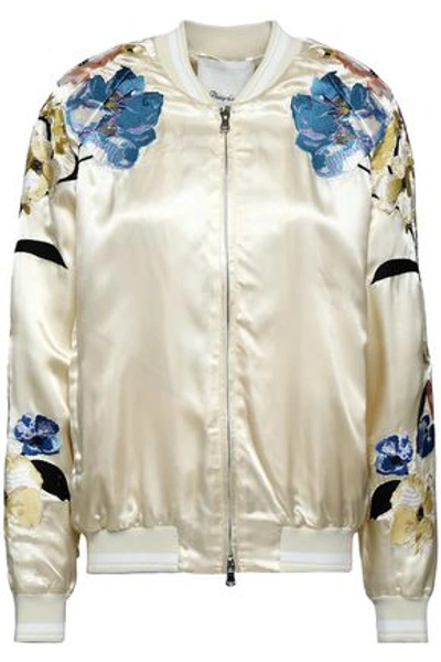 3.1 Phillip Lim Woman Embroidered Satin Bomber Jacket Ivory