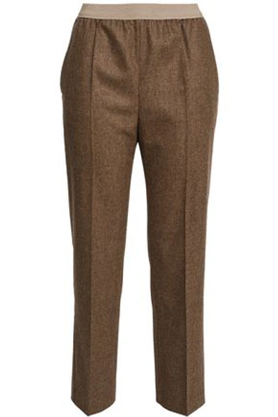 Agnona Mélange Wool-blend Straight-leg Pants In Brown