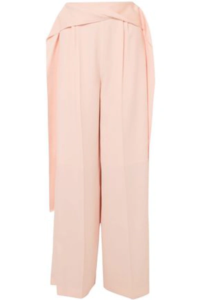 Adeam Woman Satin-trimmed Crepe Wide-leg Pants Pastel Pink