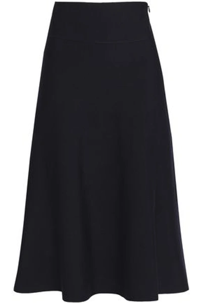 Agnona Woman Wool-blend Midi Skirt Midnight Blue