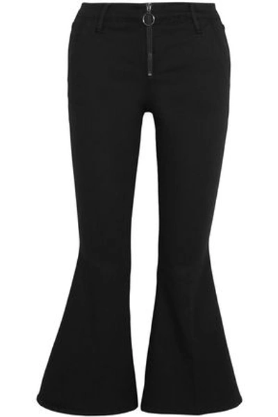 Frame Woman Zip-detailed Mid-rise Kick-flare Jeans Black