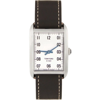 Tom Ford Men's 40x27 Calf-leather Medium Watch, White/black