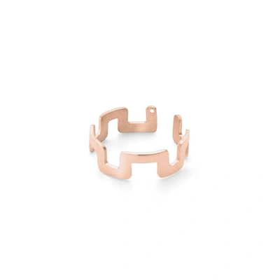 Ekria Small Square Stackable Ring Shiny Rose Gold