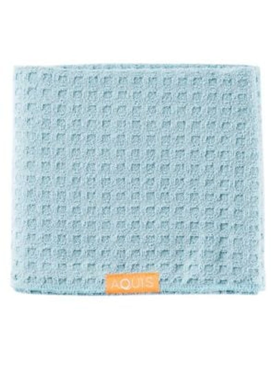 Aquis Waffle Luxe Hair Towel In Dream Boat Blue