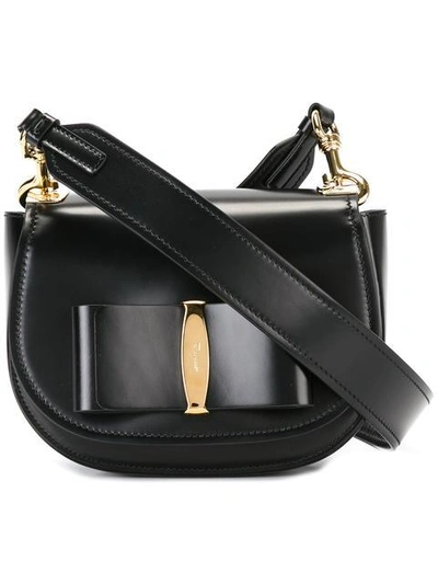 Ferragamo Vara Leather Crossbody Bag - Black In Nero Black/gold