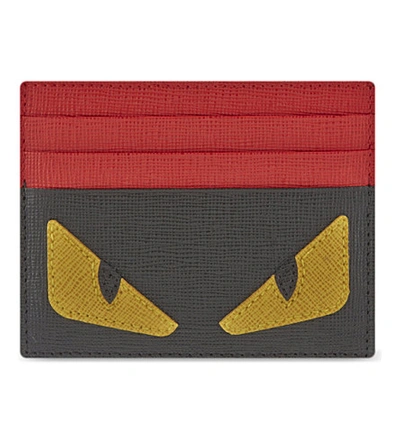 Fendi Black & Red 'bag Bugs' Card Holder