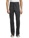 Valentino Belted Straight-fit Wool Pants In Black