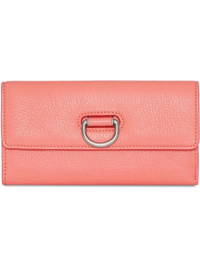 Burberry D-ring Grainy Leather Continental Wallet In Pink