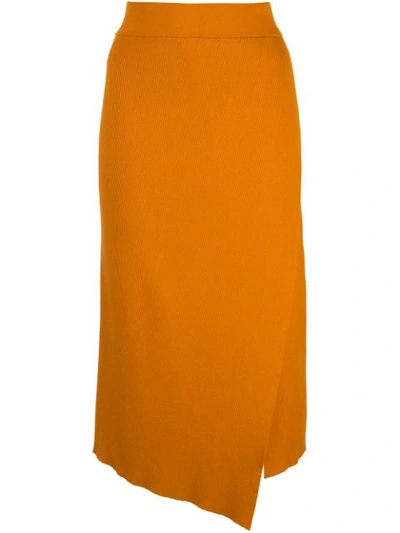 A.l.c Flannery Asymmetric Slit-hem Midi Skirt In Orange