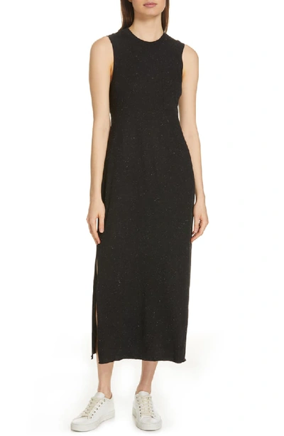 Atm Anthony Thomas Melillo Speckled Sleeveless Side-split Maxi Dress W/ Pocket In Charcoal Donegal