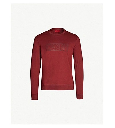 Hugo Logo-print Cotton-jersey Sweatshirt In Dark Red