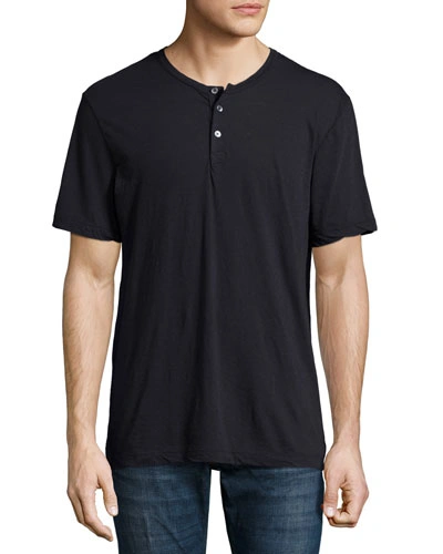 James Perse Short-sleeve Knit Henley Shirt, Navy | ModeSens