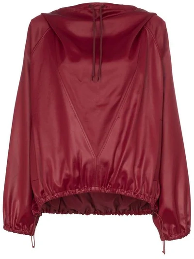 Givenchy Long-sleeve Satin Chintz Pullover Hoodie In Red