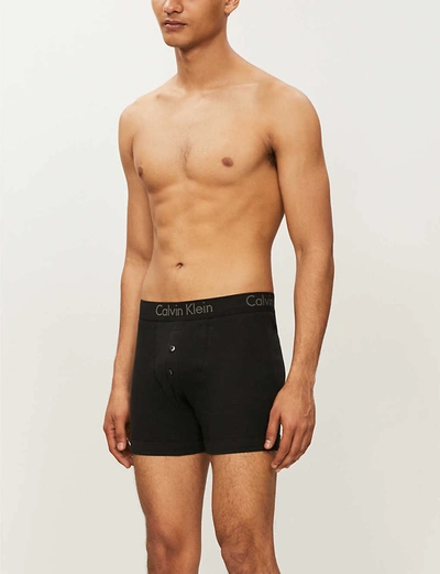 Calvin Klein Button-fly Slim-fit Cotton-jersey Boxer Briefs In Black |  ModeSens