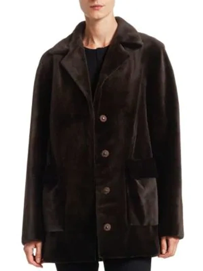 Zac Posen For The Fur Salon Sheared Mink Jacket In Mahogany