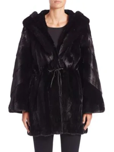 Zandra Rhodes For The Fur Salon Short Mink Anorak In Black