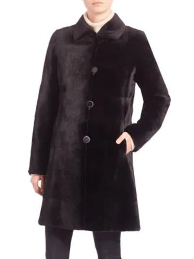 The Fur Salon Reversible Mink Fur Velvet Coat In Black