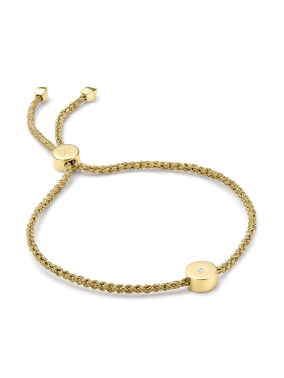 Monica Vinader Linear Solo 18ct Yellow-gold Vermeil And Diamond Friendship Bracelet In Gold