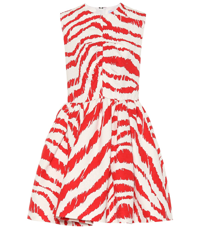 Msgm Zebra Print Fit-&-flare Short Dress In Red