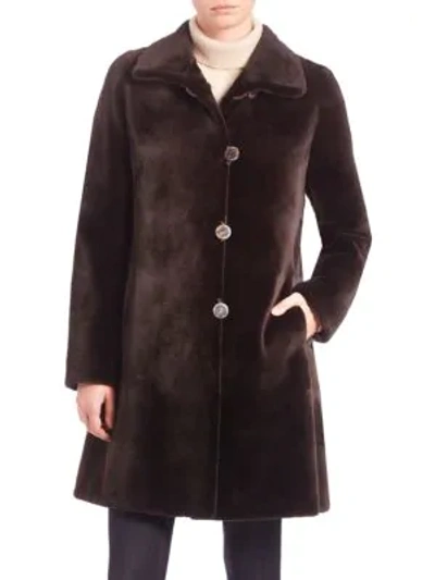 The Fur Salon Reversible Mink Fur Velvet Coat In Brown
