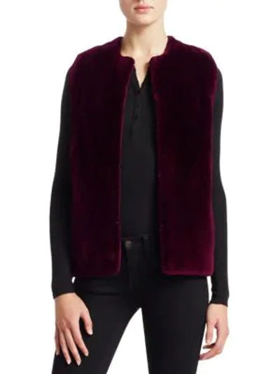 The Fur Salon Sheared Beaver Fur Vest In Raspberry