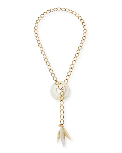 Akola Adjustable Chain & Horn Lariat Necklace, White