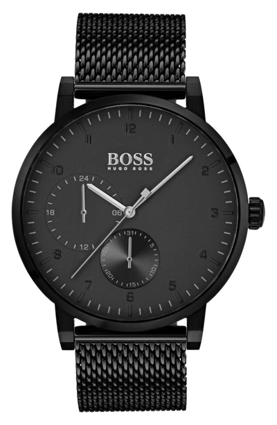Hugo Boss Men's Oxygen Black Stainless Steel Mesh Bracelet Watch 42mm