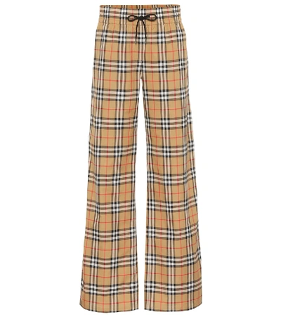 Burberry Vintage Check Wide Leg Trousers In Multicoloured