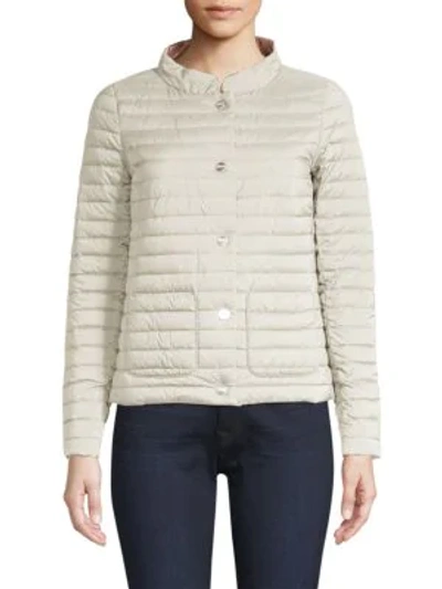 Herno Matte & Shiny Basic Reversible Jacket In Ivory Blush