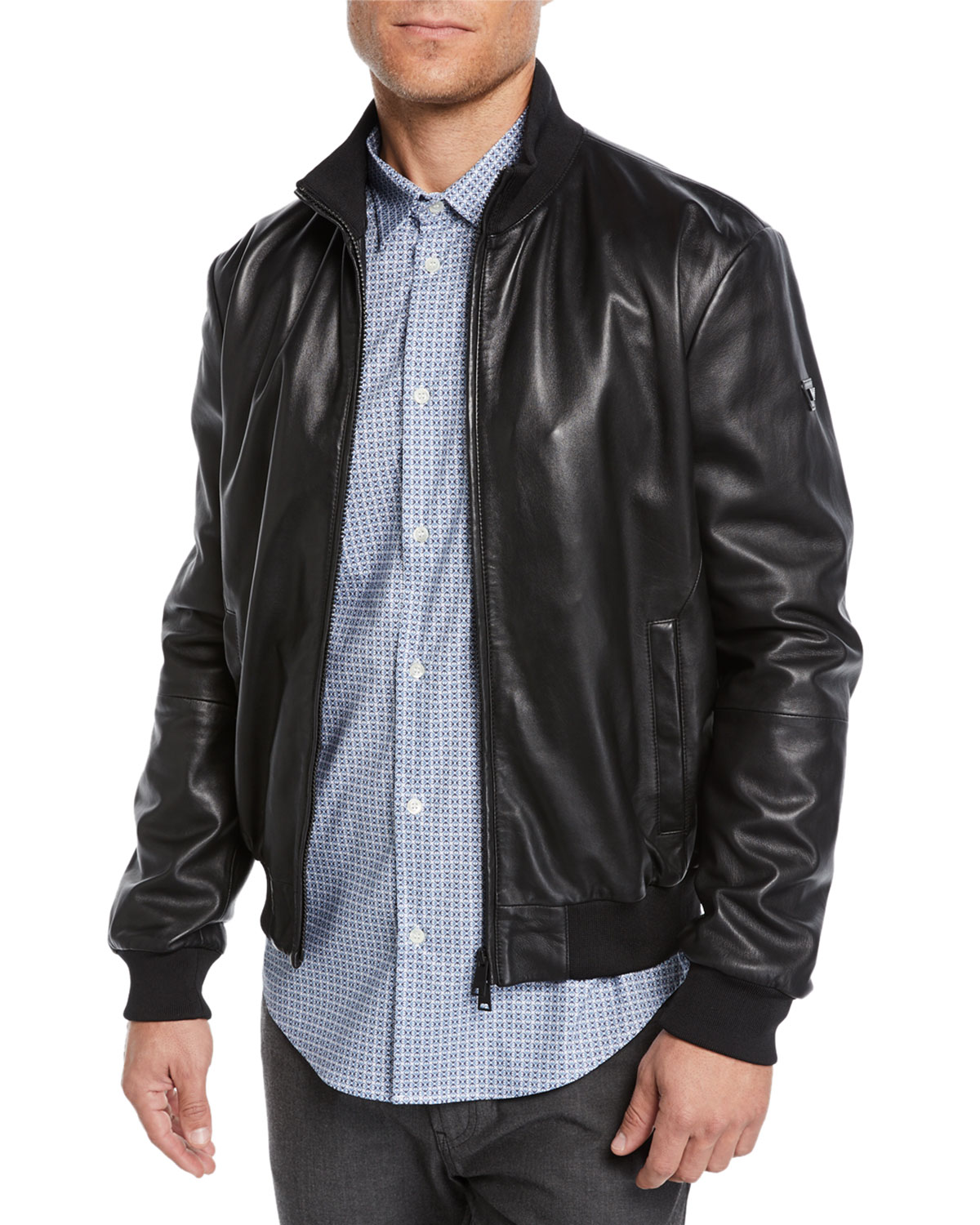 emporio armani men's leather jacket