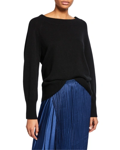 Vince Full-sleeve Wool-cashmere Sweater In Black