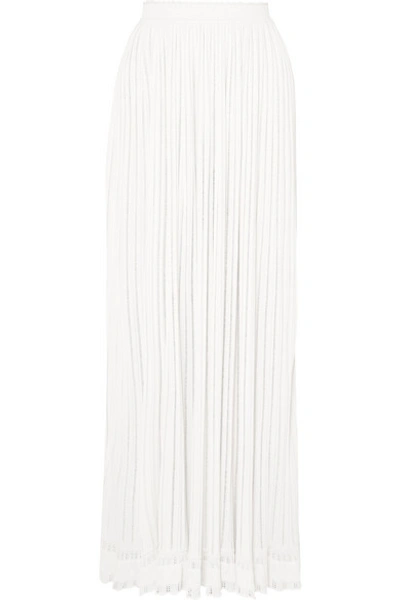 Alaïa Ribbed Pleated Knitted Skirt In White
