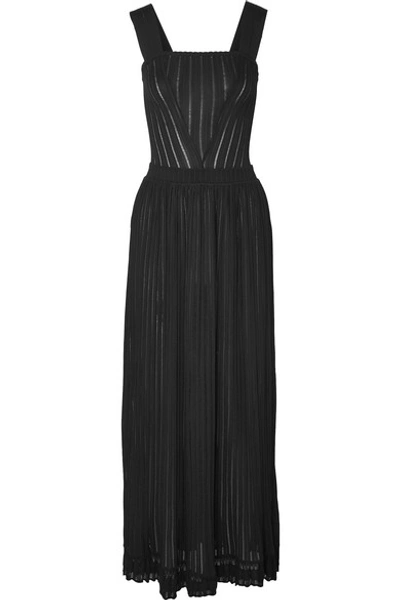 Alaïa Ribbed Stretch-knit Maxi Dress In Black