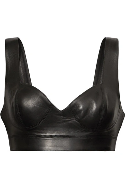 Alaïa Leather Bustier Top In Black