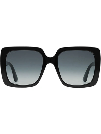 Gucci 54mm Gradient Square Sunglasses - Black/ Crystal/ Grey Gradient In .
