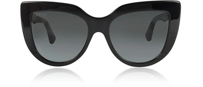 Gucci Sunglasses Gg0164s 001 Black Optyl Cat-eye Women's Sunglasses In Black,gray