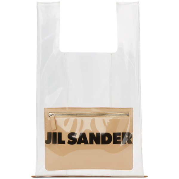 Jil Sander Transparent Logo Market Bag In 000 Clear ModeSens