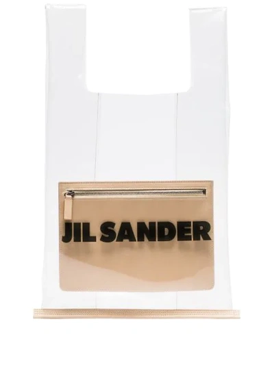 Jil Sander Transparent Logo Market Bag In Neutrals