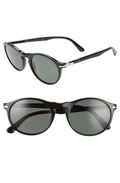Persol 54mm Polarized Round Sunglasses - Black Solid
