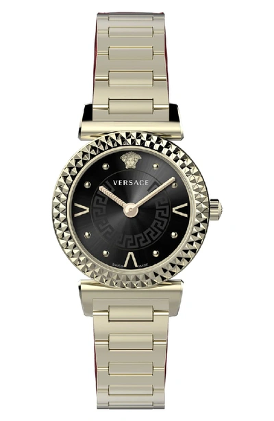 Versace Mini Vanity Bracelet Watch, 27mm In Gold/ Black/ Gold