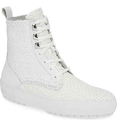 Aquatalia Tess Woven Boot In White Leather ModeSens