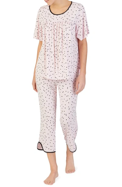 Kate Spade Cropped Pajamas In Scattered Dot Pink
