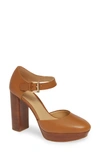 Michael Michael Kors Platform Pump In Acorn Vachetta Leather