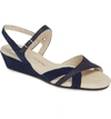 Amalfi By Rangoni Milazzo Strappy Wedge Sandal In Navy Leather