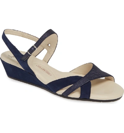 Amalfi By Rangoni Milazzo Strappy Wedge Sandal In Navy Leather