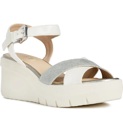 Geox Torrence Platform Sandal In White Silver Faux Leather ModeSens