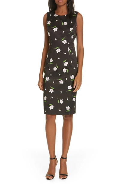 Milly Kendra Floral Print Sheath Dress In Black/ White