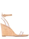 Aquazzura Minimalist 85 Pvc And Metallic Leather Wedge Sandals In Gold