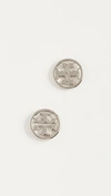 Tory Burch Logo Circle Stud Earrings In Silver